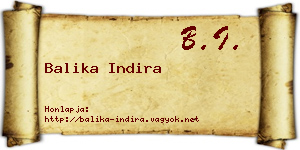 Balika Indira névjegykártya